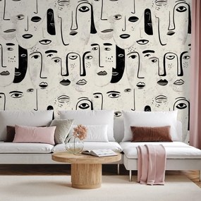 Тапет – Абстрактни черно-бели лица