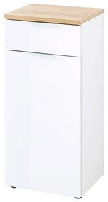 Дъбов нисък шкаф за баня в бял\естествен цвят 39x86 cm Pescara - Germania