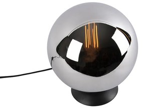 Арт Деко настолна лампа черна с опушено стъкло - Pallon