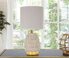 Бежова керамична настолна лампа с текстилен абажур (височина 30,5 cm) Pigny – Mauro Ferretti