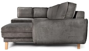 Сив сгъваем ъглов диван от рипсено кадифе (ляв ъгъл/"U" форма) Tori – Bonami Selection