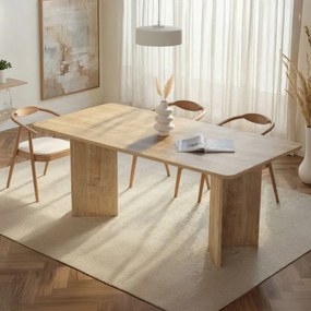 Linza трапезна маса от меламин в цвят меден дъб 180×90×75 см