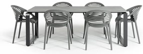 Градински комплект за хранене за 6 души със сив стол Joanna и маса Strong, 210 x 100 cm Strong &amp; Joanna - Bonami Selection