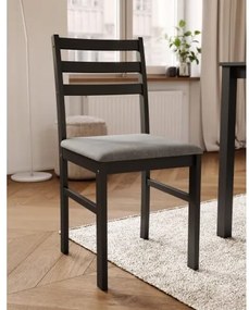 Комплект ТОРИНО маса + 4 стола Черно/Светло сиво (тъкан Савана 21) - ДЪРВЕН КОМПЛЕКТ ЗА КУХНЯ/ТРАПЕЗАРИЯ