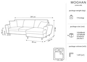 Бежов велурен разтегателен диван , десен ъгъл Moghan - Micadoni Home