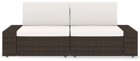 49515 vidaXL Двуместен модулен диван, полиратан, кафяв