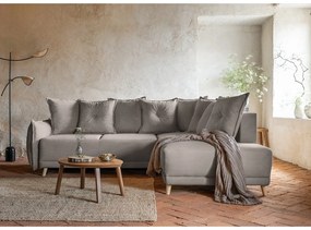 Светлокафяв велурен разтегателен диван (десен ъгъл) Lazy Lukka - Miuform