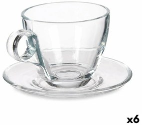 Чаша с чинийка Прозрачен Cтъкло 170 ml (6 броя)