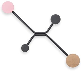 Черна закачалка за стена с розов детайл Hook - Gazzda