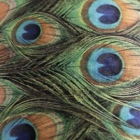 Абажур от кадифе с дизайн на паун 50/50/25 със златен интериор