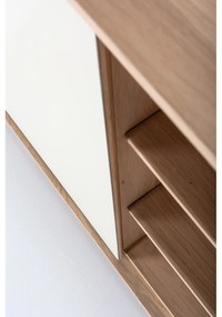 Бял/естествен нисък скрин от масивен дъб 118x100 cm Fina – Gazzda