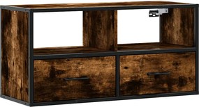 848921 vidaXL ТB шкаф, опушен дъб, 80x31x39,5 см, инженерно дърво и метал