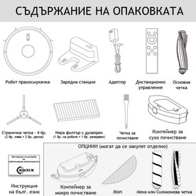Прахосмукачка робот MAGNUM ONE, 30 W, 2700 Pa, 3-степенна филтрация, Wi-Fi, Гласов контрол, Бял