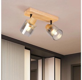 Brilagi - Точково осветително тяло HYGGE 2xE14/15W/230V каучуково дърво/опушено