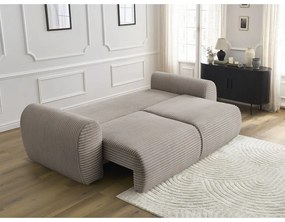 Светлосиво-бежов разтегателен диван от рипсено кадифе 257 cm Lucien – Bobochic Paris