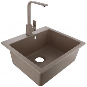 Кухненска мивка ICGSF 8251 SAND, гранит, едно корито, със сифон, 57x22.5см