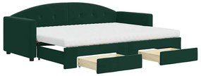 3197368 vidaXL Канапе с походно легло и чекмеджета тъмнозелено 80x200см кадифе