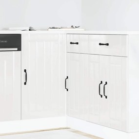 854310 vidaXL Долен кухненски шкаф, Lucca, бял гланц, инженерно дърво