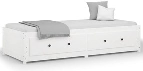 821590 vidaXL Дневно легло без матрак, бял, 90x200 см, борово дърво масив
