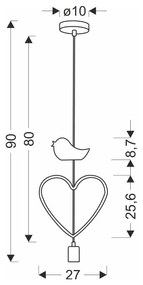 Детска лампа в бяло и розово с метален абажур Single - Candellux Lighting