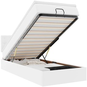3312128 vidaXL Османска легло с матрак&LED чисто бяло 90x190см изкуствена кожа