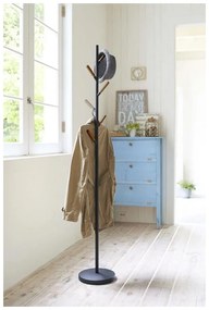 Черна подова закачалка с детайли от букова дървесина Закачалка за стълб Plain - YAMAZAKI