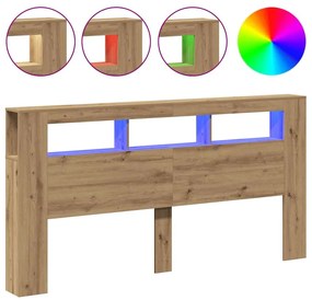 857693 vidaXL LED табла за глава Artisan Инженерна дървесина