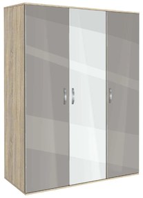 Трикрилен гардероб Мебели Богдан, модел BM-Ava 3, ГБ сонома и сиво гланц