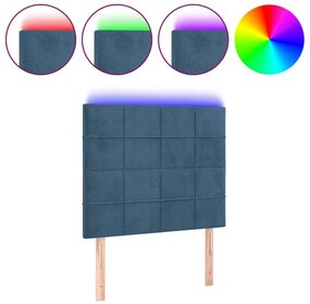 3122458 vidaXL LED горна табла за легло, тъмносиня, 80x5x118/128 см, кадифе