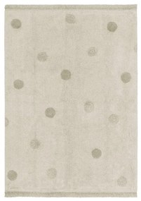 Ръчно изработен памучен детски килим подходящ за пране в цвят каки и кремаво 120x160 cm Hippy Dots Olive – Lorena Canals