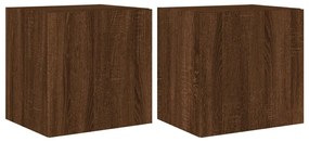 837259 vidaXL Стенни ТВ шкафове с LED лампи, 2 бр, кафяв дъб, 40,5x35x40 см