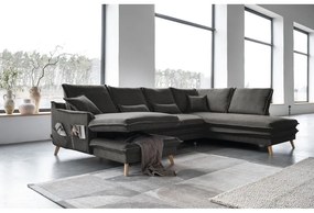 Тъмносив разтегателен ъглов диван (десен ъгъл/"U" форма) Charming Charlie – Miuform