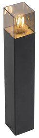 Стойка за външна лампа черна 50 см IP44 с опушено стъкло - Denmark