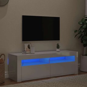 804316 vidaXL ТВ шкаф с LED осветление, бял гланц, 120x35x40 см