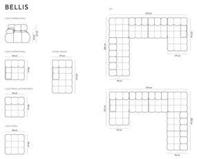 Диван от черно кадифе 379 cm Bellis - Micadoni Home