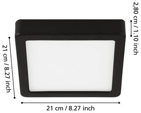 Черно LED осветително тяло за таван 21x21 cm FUEVA 5 – EGLO