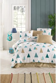 Бяло-синьо двойно спално бельо 200x200 cm Puantiye – Mijolnir