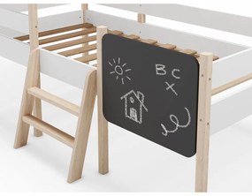 Бяло повдигнато детско легло тип къща от масивен бор 90x190 cm Mint – Marckeric