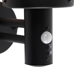 Външна стенна лампа черна с прозрачен абажур с детектор за движение - Sfera