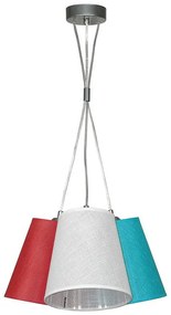 Пендел АРНО, хром, абажури Камелот Корал + Тюркоаз + Бял, 3xE27
