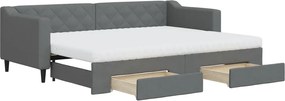 3197476 vidaXL Канапе с изтеглящо легло и чекмеджета тъмносиво 80x200 см плат