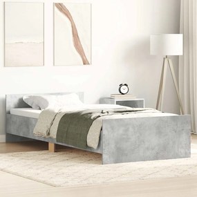835935 vidaXL Рамка за легло, бетонно сиво, 100x200 см, инженерно дърво