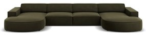 Ъглов диван от зелено кадифе (U-образен) Jodie - Micadoni Home