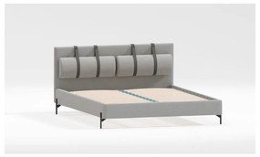 Светлосиво двойно тапицирано легло с включена подматрачна рамка 140x200 cm Tulsa – Ropez