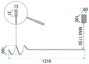 Suspension LHJ030-CP 120cm NOIR