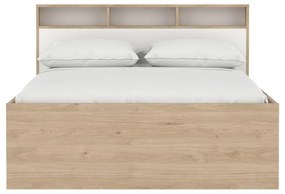 Двойно легло от дъбов декор с място за съхранение без ламелно дъно в естествен цвят 140x200 cm Ikast – Tvilum