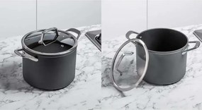 Комплект тенджери Ninja ZeroStick C33300DE, 6 части, До 260°C, Незалепващо покритие, Без PFAS, Стъклен капак, Индукция, Черен