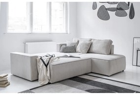 Бял разтегателен ъглов диван от рипсено кадифе (десен ъгъл) Brave Dave – Miuform
