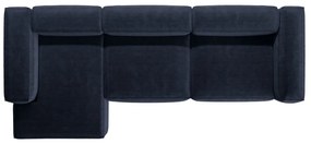 Тъмносин ъглов диван от рипсено кадифе (ляв ъгъл) Bergano – Cosmopolitan Design