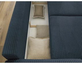 Тъмносин разтегателен диван от рипсено кадифе 257 cm Lucien – Bobochic Paris